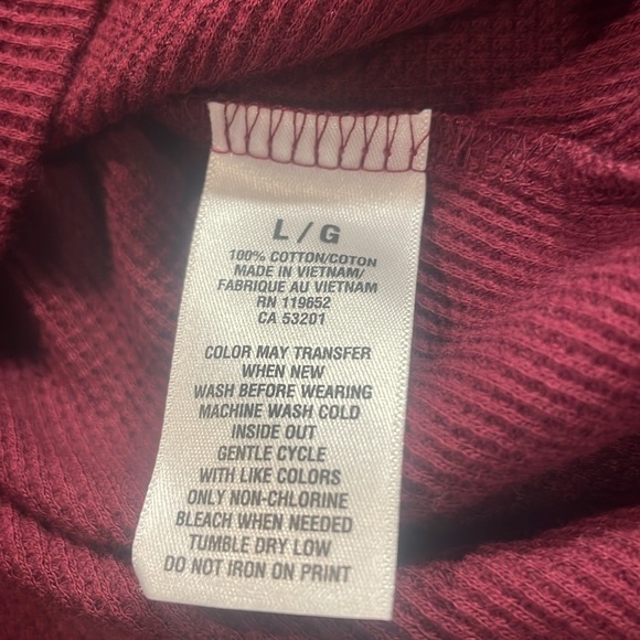 Y2K Aeropostale burgundy red 100% cotton cap sleeve pullover top waffle knit L - Picture 8 of 9